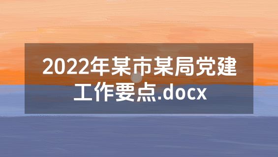 2022年某市某局党建工作要点.docx
