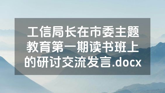 工信局长在市委主题教育第一期读书班上的研讨交流发言.docx