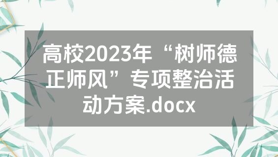 高校2023年“树师德正师风”专项整治活动方案.docx