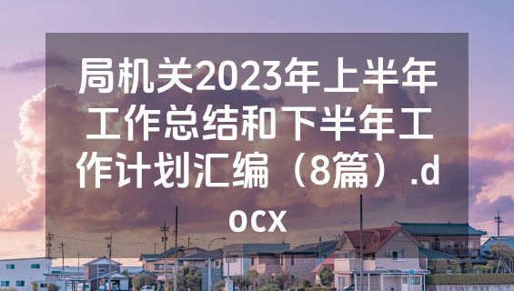 局机关2023年上半年工作总结和下半年工作计划汇编（8篇）.docx