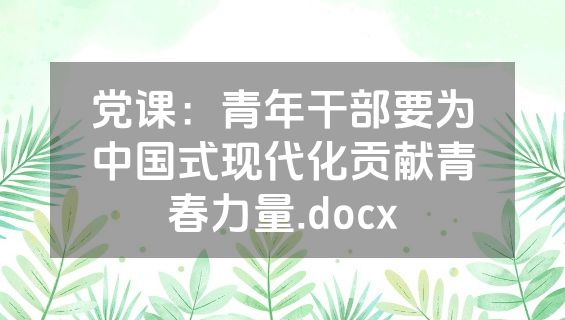 党课：青年干部要为中国式现代化贡献青春力量.docx