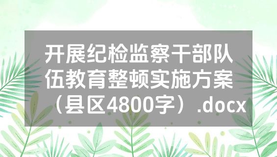 开展纪检监察干部队伍教育整顿实施方案（县区4800字）.docx