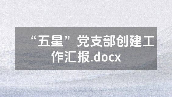 “五星”党支部创建工作汇报.docx