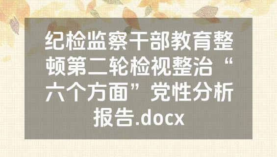 纪检监察干部教育整顿第二轮检视整治“六个方面”党性分析报告.docx