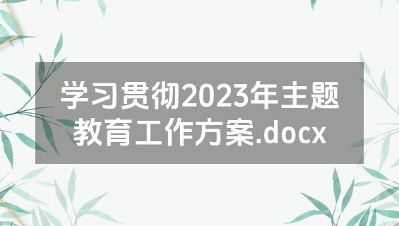 学习贯彻2023年主题教育工作方案.docx