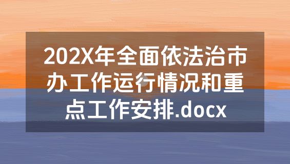 202X年全面依法治市办工作运行情况和重点工作安排.docx