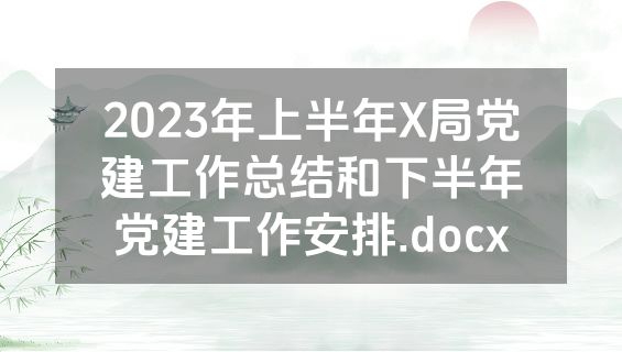2023年上半年X局党建工作总结和下半年党建工作安排.docx