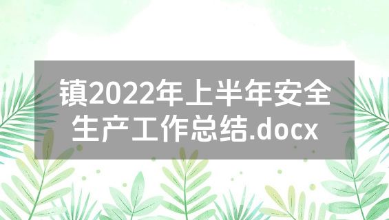 镇2022年上半年安全生产工作总结.docx