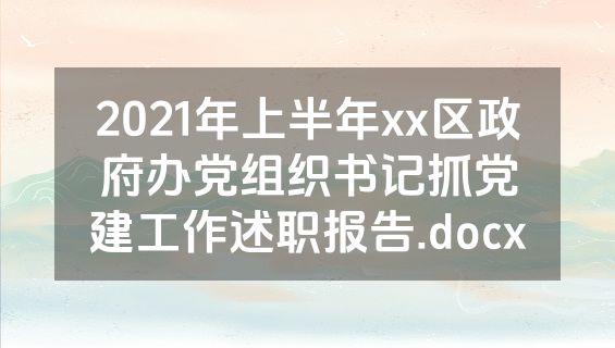 2021年上半年xx区政府办党组织书记抓党建工作述职报告.docx