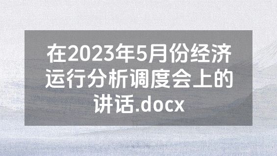 在2023年5月份经济运行分析调度会上的讲话.docx