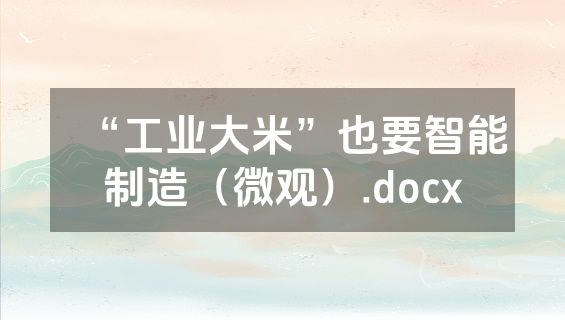 “工业大米”也要智能制造（微观）.docx