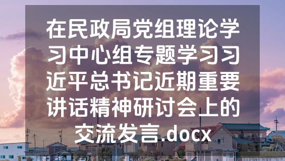 在民政局党组理论学习中心组专题学习习近平总书记近期重要讲话精神研讨会上的交流发言.docx