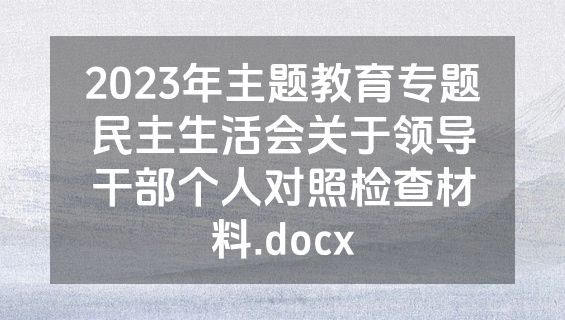 2023年主题教育专题民主生活会关于领导干部个人对照检查材料.docx