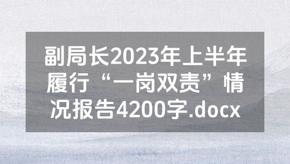 副局长2023年上半年履行“一岗双责”情况报告4200字.docx