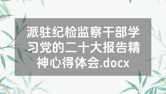 派驻纪检监察干部学习党的二十大报告精神心得体会.docx