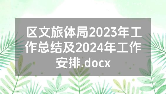 区文旅体局2023年工作总结及2024年工作安排.docx