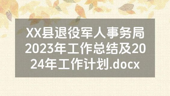 XX县退役军人事务局2023年工作总结及2024年工作计划.docx