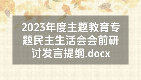 2023年度主题教育专题民主生活会会前研讨发言提纲.docx