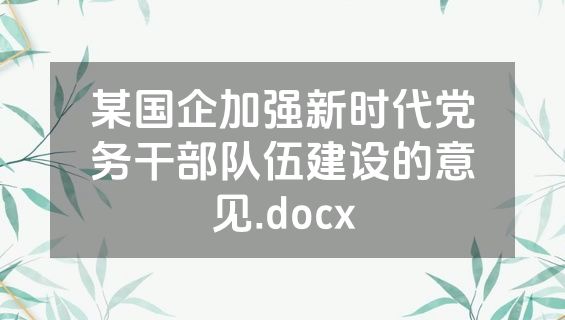 某国企加强新时代党务干部队伍建设的意见.docx