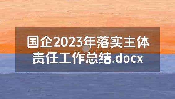 国企2023年落实主体责任工作总结.docx