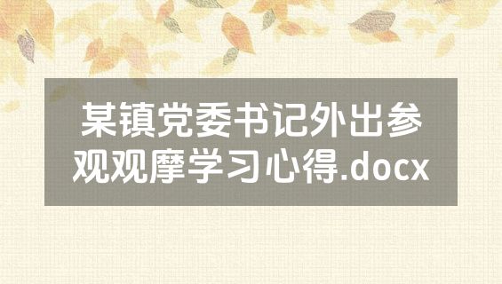 某镇党委书记外出参观观摩学习心得.docx