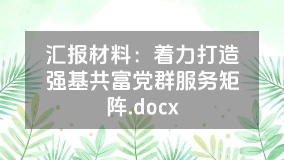 汇报材料：着力打造强基共富党群服务矩阵.docx