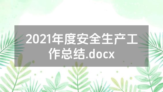 2021年度安全生产工作总结.docx