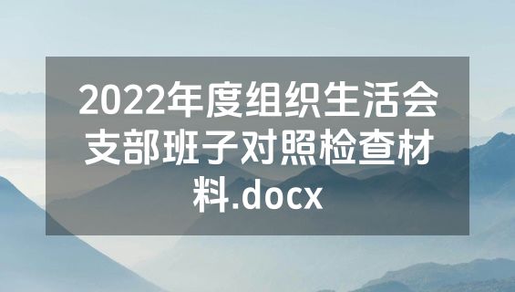 2022年度组织生活会支部班子对照检查材料.docx