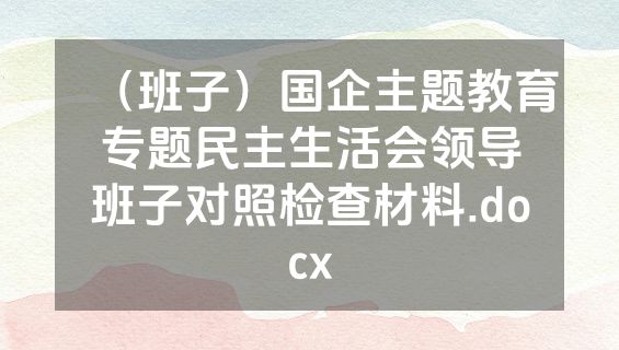 （班子）国企主题教育专题民主生活会领导班子对照检查材料.docx