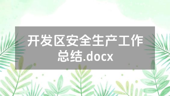 开发区安全生产工作总结.docx