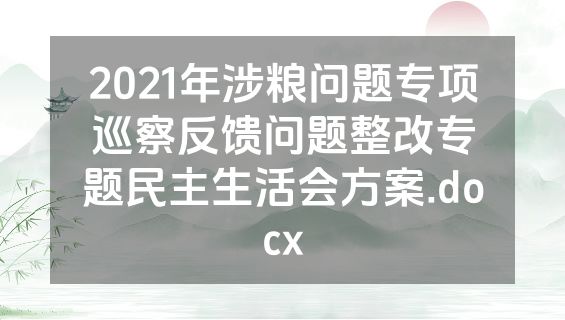 2021年涉粮问题专项巡察反馈问题整改专题民主生活会方案.docx