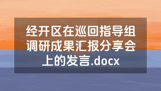 经开区在巡回指导组调研成果汇报分享会上的发言.docx
