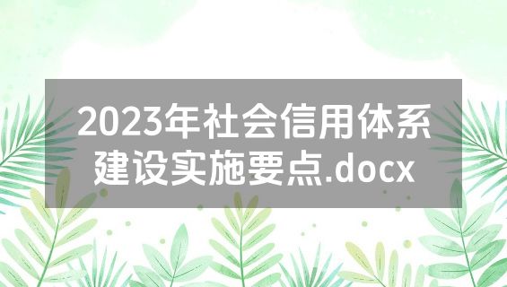 2023年社会信用体系建设实施要点.docx