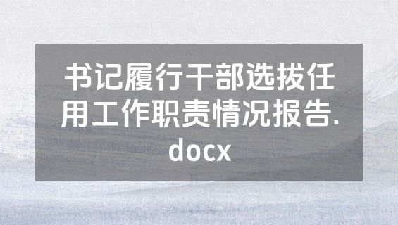 书记履行干部选拔任用工作职责情况报告.docx