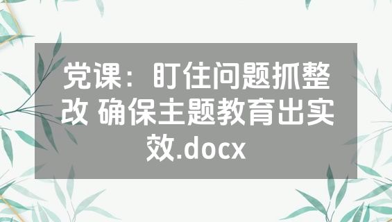 党课：盯住问题抓整改 确保主题教育出实效.docx