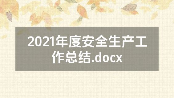 2021年度安全生产工作总结.docx