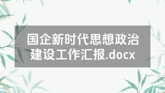 国企新时代思想政治建设工作汇报.docx
