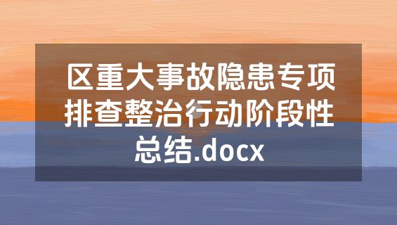 区重大事故隐患专项排查整治行动阶段性总结.docx