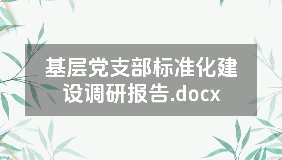 基层党支部标准化建设调研报告.docx