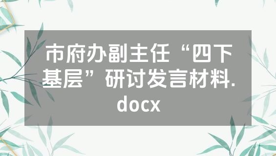 市府办副主任“四下基层”研讨发言材料.docx
