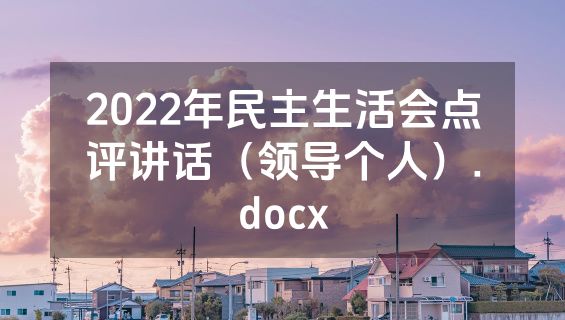 2022年民主生活会点评讲话（领导个人）.docx