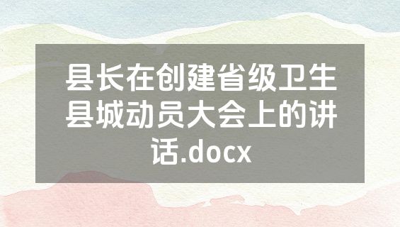 县长在创建省级卫生县城动员大会上的讲话.docx