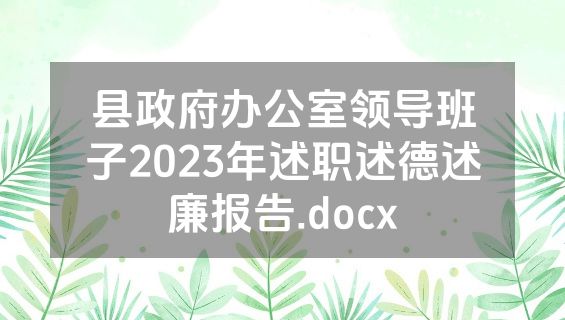 县政府办公室领导班子2023年述职述德述廉报告.docx