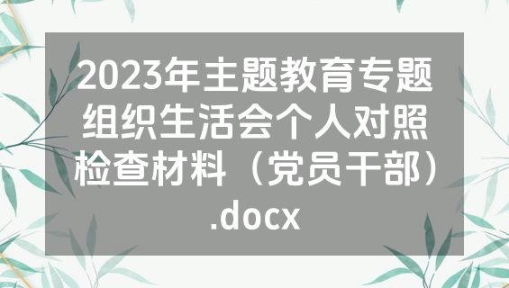 2023年主题教育专题组织生活会个人对照检查材料（党员干部）.docx