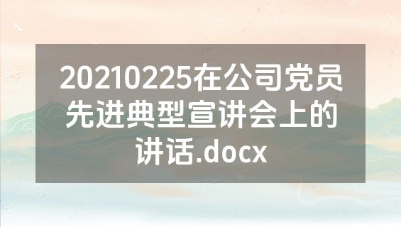 20210225在公司党员先进典型宣讲会上的讲话.docx