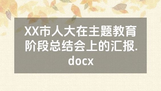 XX市人大在主题教育阶段总结会上的汇报.docx