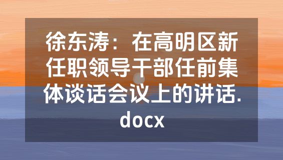 徐东涛：在高明区新任职领导干部任前集体谈话会议上的讲话.docx