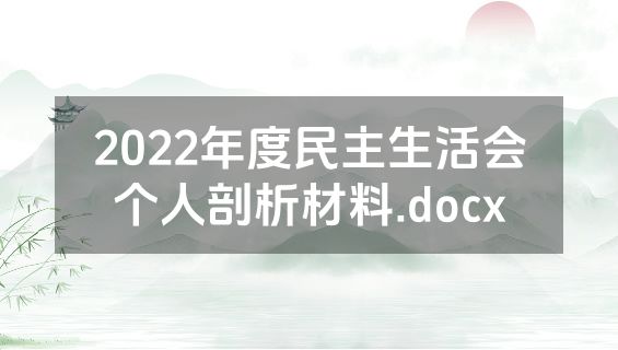 2022年度民主生活会个人剖析材料.docx