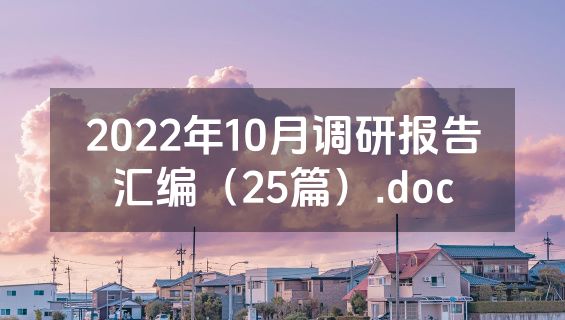 2022年10月调研报告汇编（25篇）.doc