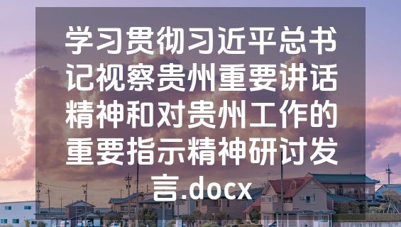 学习贯彻习近平总书记视察贵州重要讲话精神和对贵州工作的重要指示精神研讨发言.docx